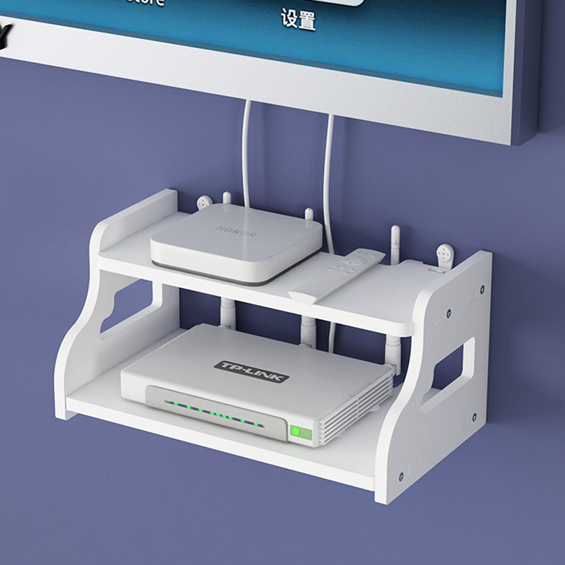wifi墙上电视机顶盒置物架免打孔墙壁路由器收纳盒壁挂式挂墙支架