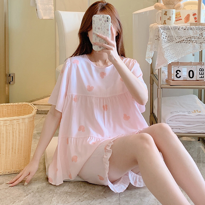 春夏款睡衣女棉绸短袖短裤套装家居服夏季薄款女人造绵绸套头新款
