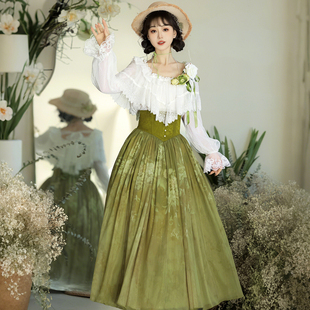 新中式汉服轻国风女青蔓原创改良汉元素仙气飘飘半裙绿色新款套装