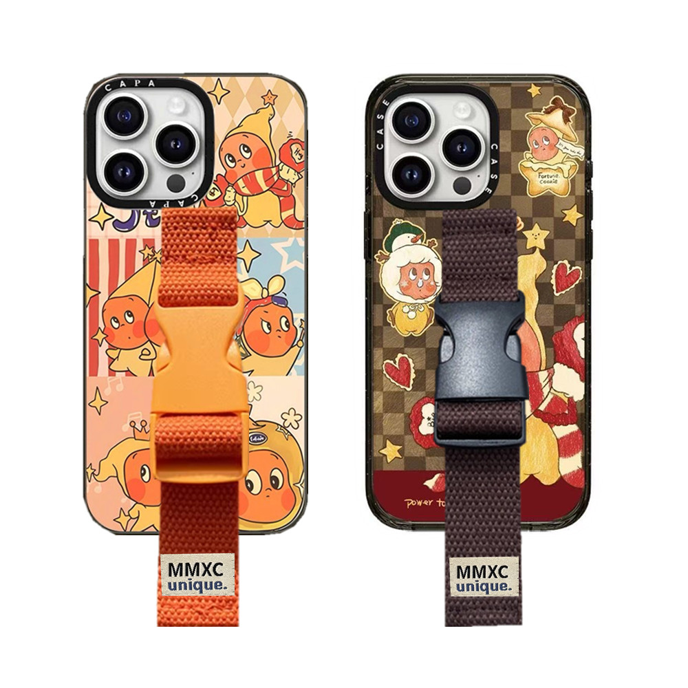 潮牌卡通星星人苹果17pro腕带适用 16 15 14 Pro Max手机壳13 12原创创意支架11小众少女卡通橙色
