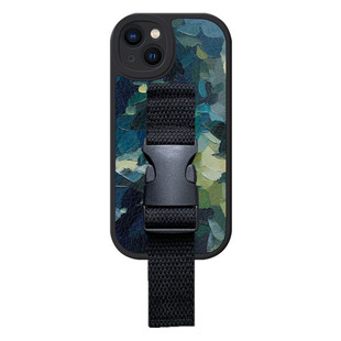 潮牌皮纹油画涂鸦适用苹果17 16 15 14Pro Max手机壳腕带iPhone13 12支架华为mate60 pura70 80小米定制型号