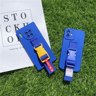 克莱因蓝腕带适用华为mate30 40pro P50 mate60Pro pura70手机壳支架荣耀小米14 13斜跨撞色