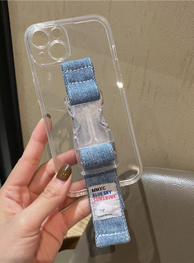 适用苹果17 16 15 13 14pro max手机壳牛仔腕带12透明11适用华为mate60pro小众斜挎支架Pura70三星s23ultra24