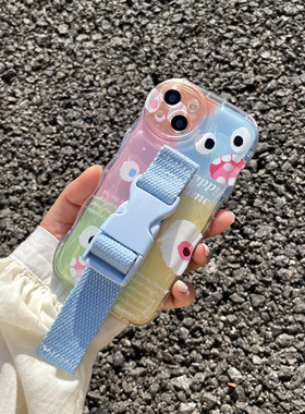 ins少女卡通小怪兽适用苹果16 15 14 13 12华为mate60 70pro支架pura70 Pro ultra小众荣耀100小米15定制型号