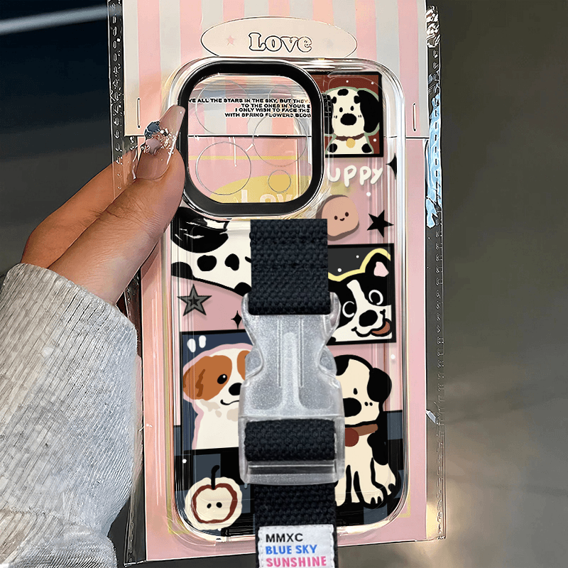 卡通狗适用苹果16 15 14pro max手机壳腕带iphone13 12透明华为mate60支架pura70三星S24ultra小米14定制型号