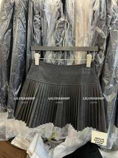 Miss家 2025秋季新款韩版时尚百搭显瘦高腰A字字母百褶短款半身裙