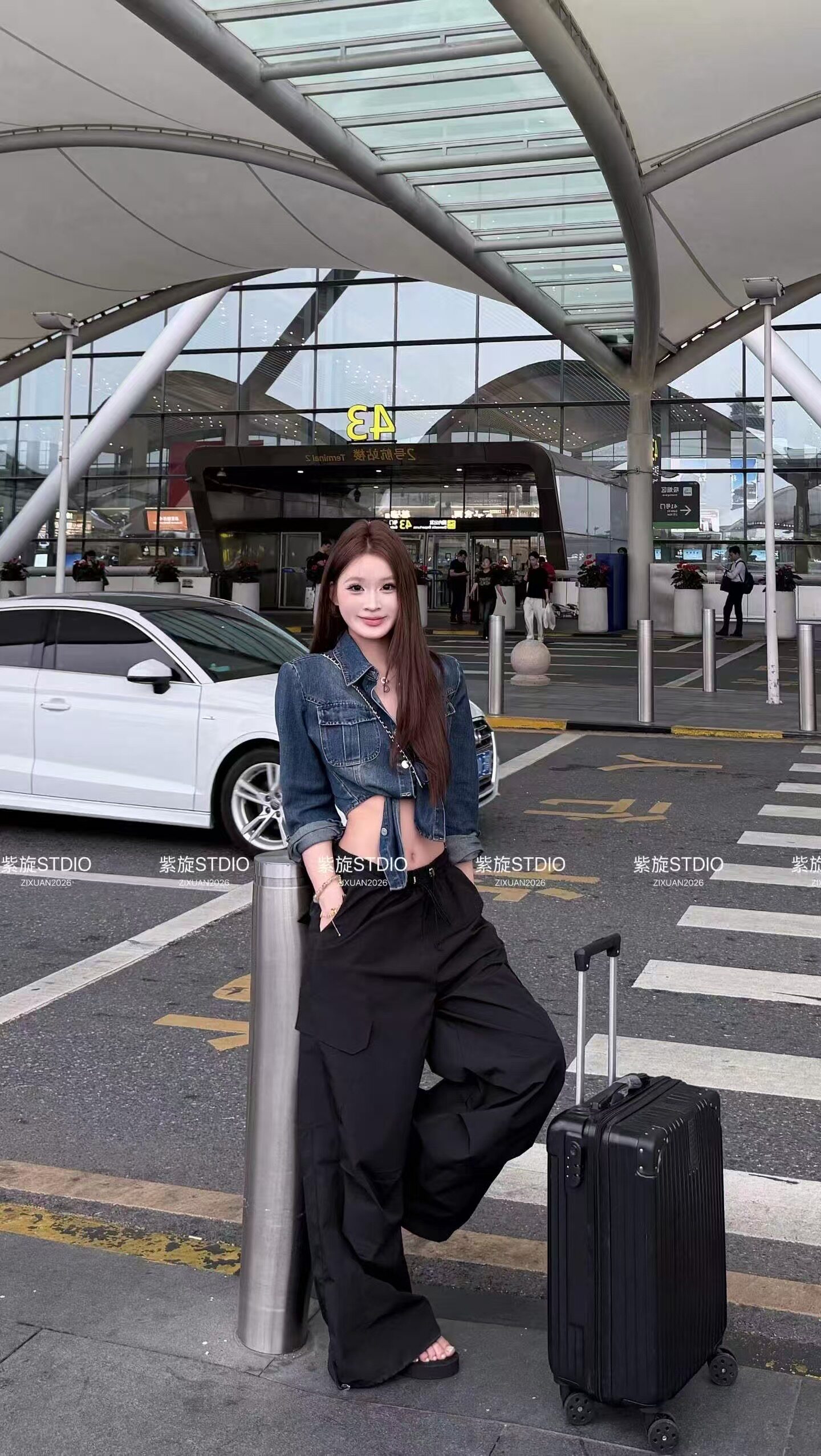 Miss家 2026春季新款韩版时尚百搭设计感宽松显瘦牛仔系带短外套