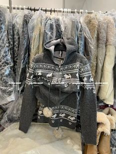 Miss家 针织毛衣套装女秋冬季穿搭一整套装连帽毛衣新年战袍过年