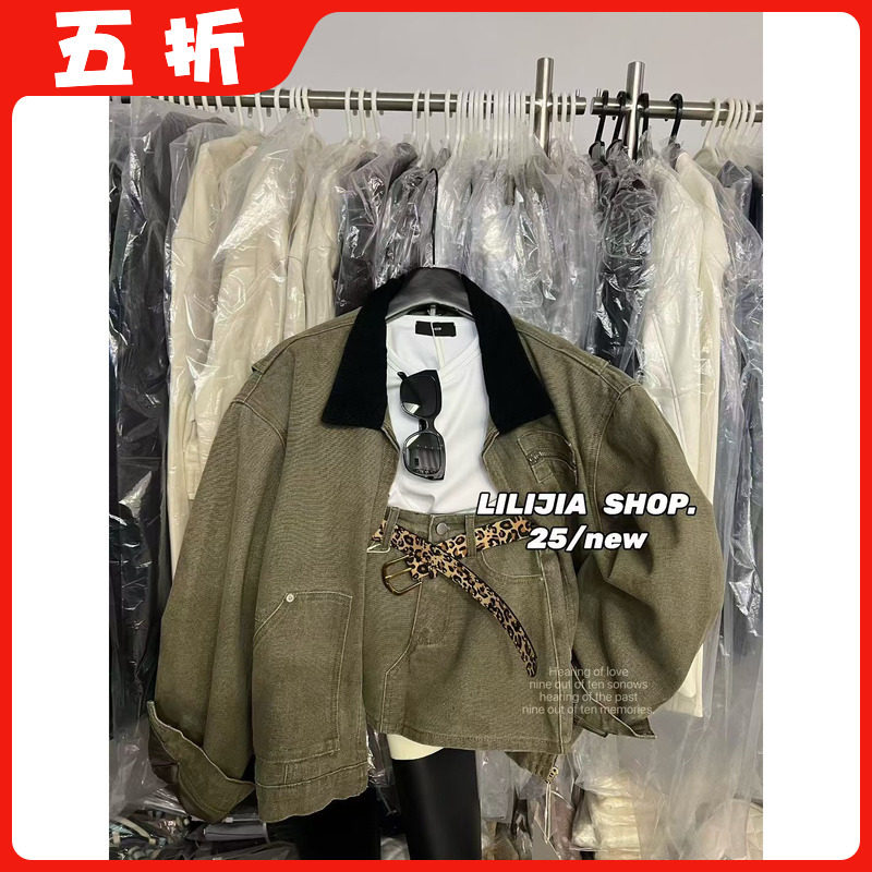 【五折】25秋季新款韩版时尚百搭显瘦宽松翻领工装外套+短裙套装