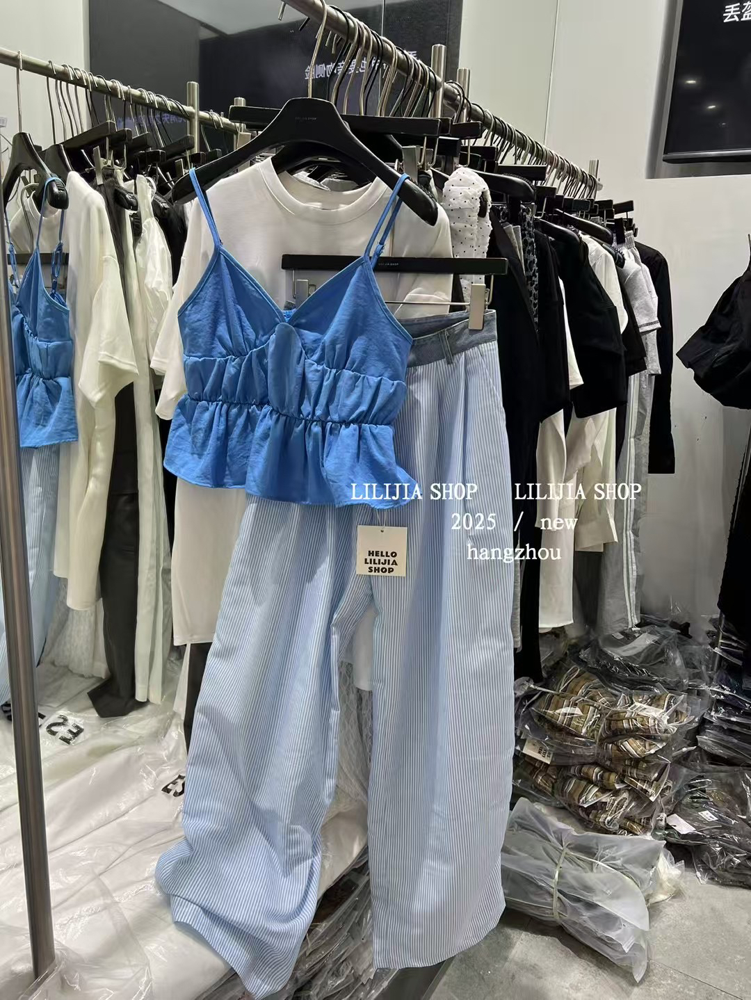 Miss家 2025夏季新款韩版洋气设计感辣妹吊带背心女宽松百搭上衣