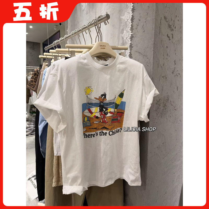 【五折】2026秋季新款韩版时尚百搭宽松显瘦卡通印花短袖T恤上衣