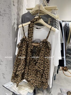 Miss家 2026新款韩版时尚百搭显瘦雪纺豹纹吊带背心女