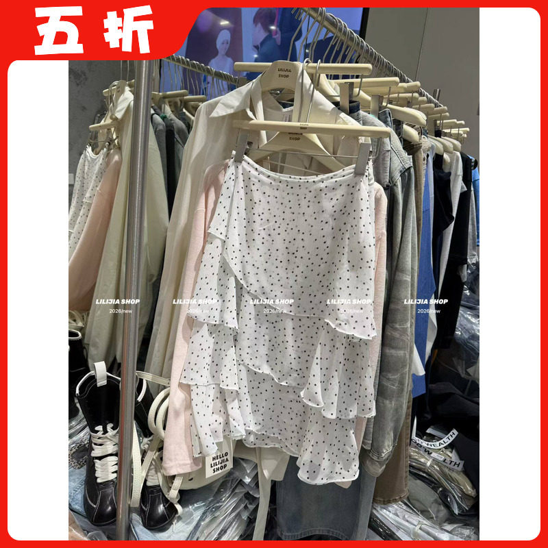 【五折】海边度假波点半身裙女2026夏季韩版高腰显瘦气质百搭中裙