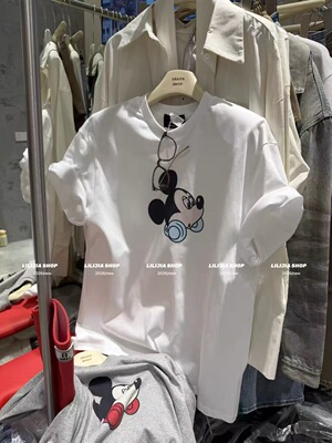 Miss家 2026早春新款宽松垫肩卡通印花宽松短袖T恤女上衣