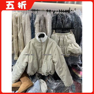 宽松立领短款 2025冬韩版 羽绒棉服夹克外套女高腰半裙套装 五折