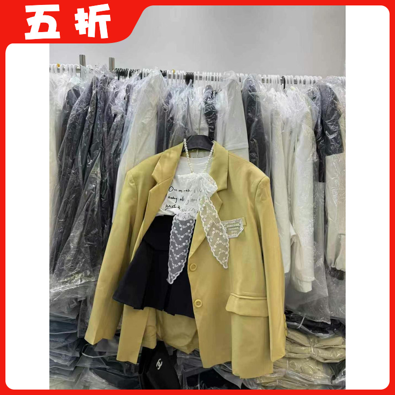 【五折】韩版宽松显瘦百搭休闲宽松西装外套女蕾丝装饰设计感西服
