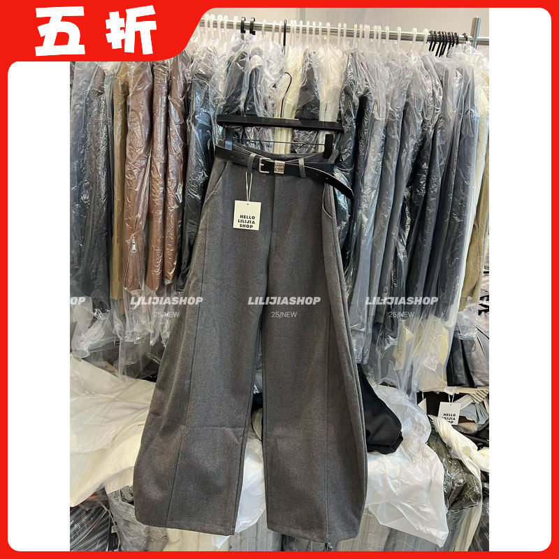 【五折】2025秋季新款韩版时尚百搭显瘦宽松休闲毛呢阔腿裤女