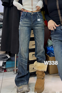 Miss家 辣妹复古微喇叭牛仔裤女2026年新款中腰美式做旧显瘦长裤