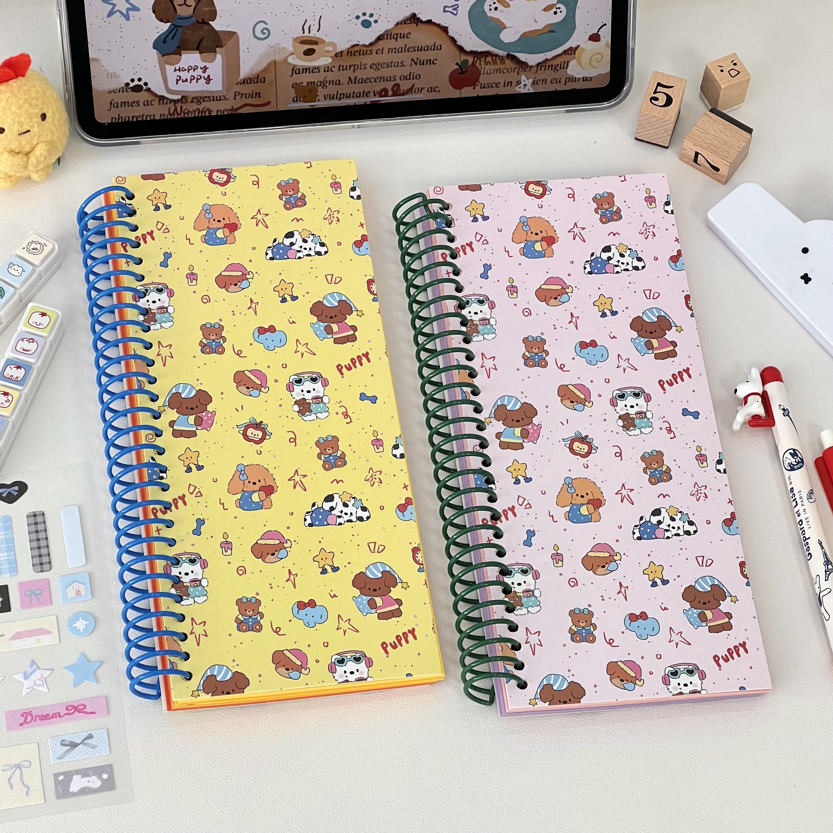 可爱小狗彩色内页a6线圈本高颜值创意学生便携笔记本手账日记本子,文具电教/文化用品/商务用品,手帐/日程本/计划本,淘宝优惠券,粉丝福利购,淘宝优惠卷