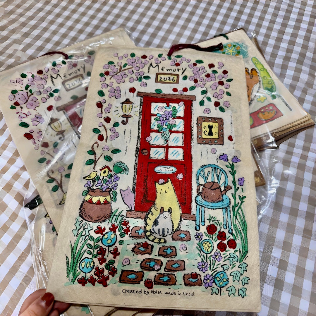 尼泊尔手工纸memory小猫插画挂历