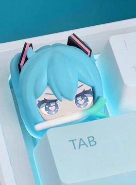 初音未来周边键帽可爱二次元葱娘叼大葱高颜值十字轴立体械键帽