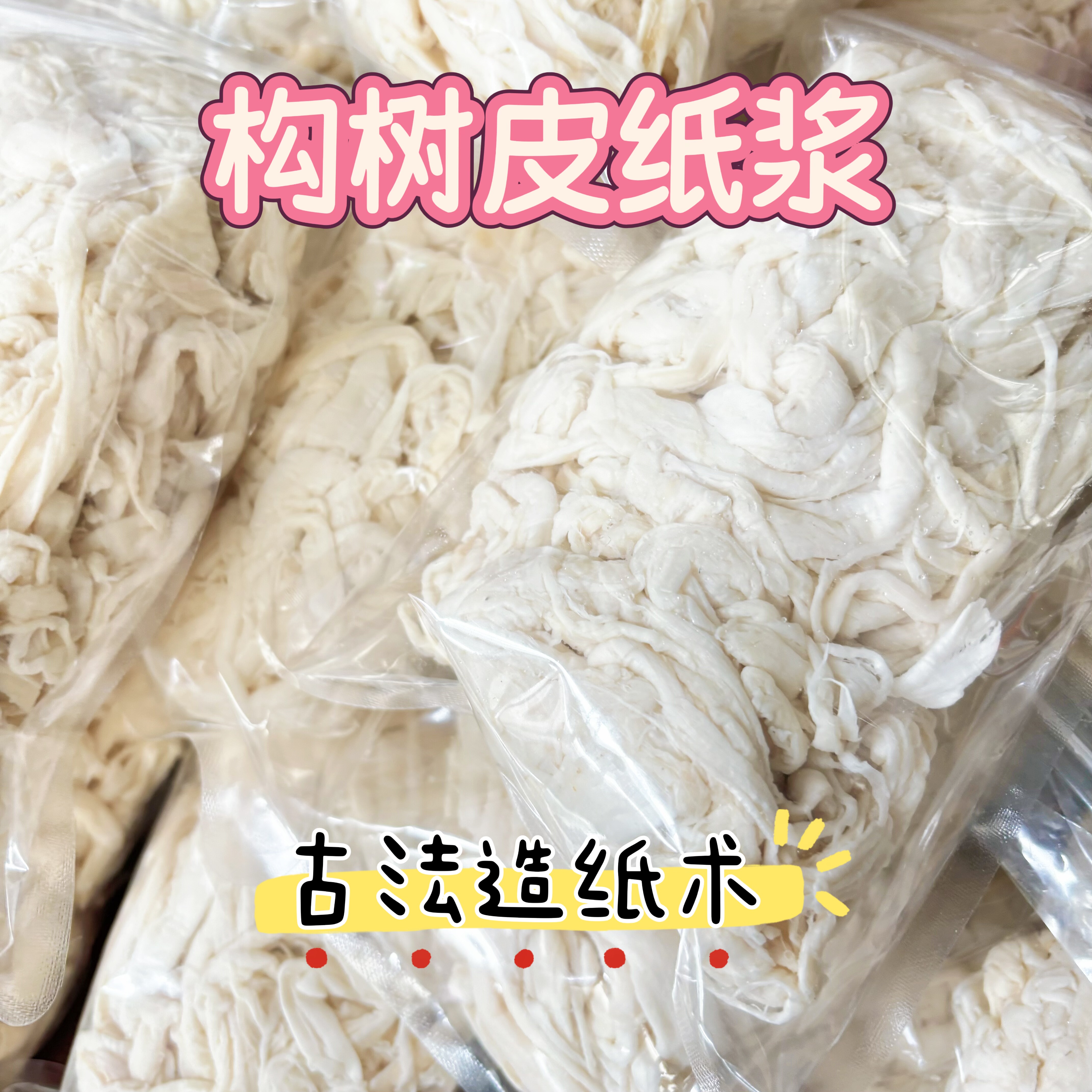 古法造纸术diy儿童趣味手工构树皮纸浆网框植物胶花草纸制作工具