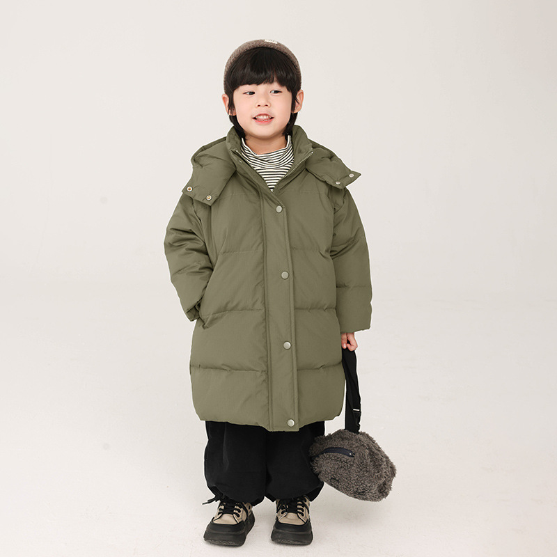 2025新款男女童长款白鸭绒羽绒服