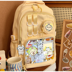 乌萨奇双肩包书包大容量吧唧痛包可爱卡通高颜值卡片背包中小学生