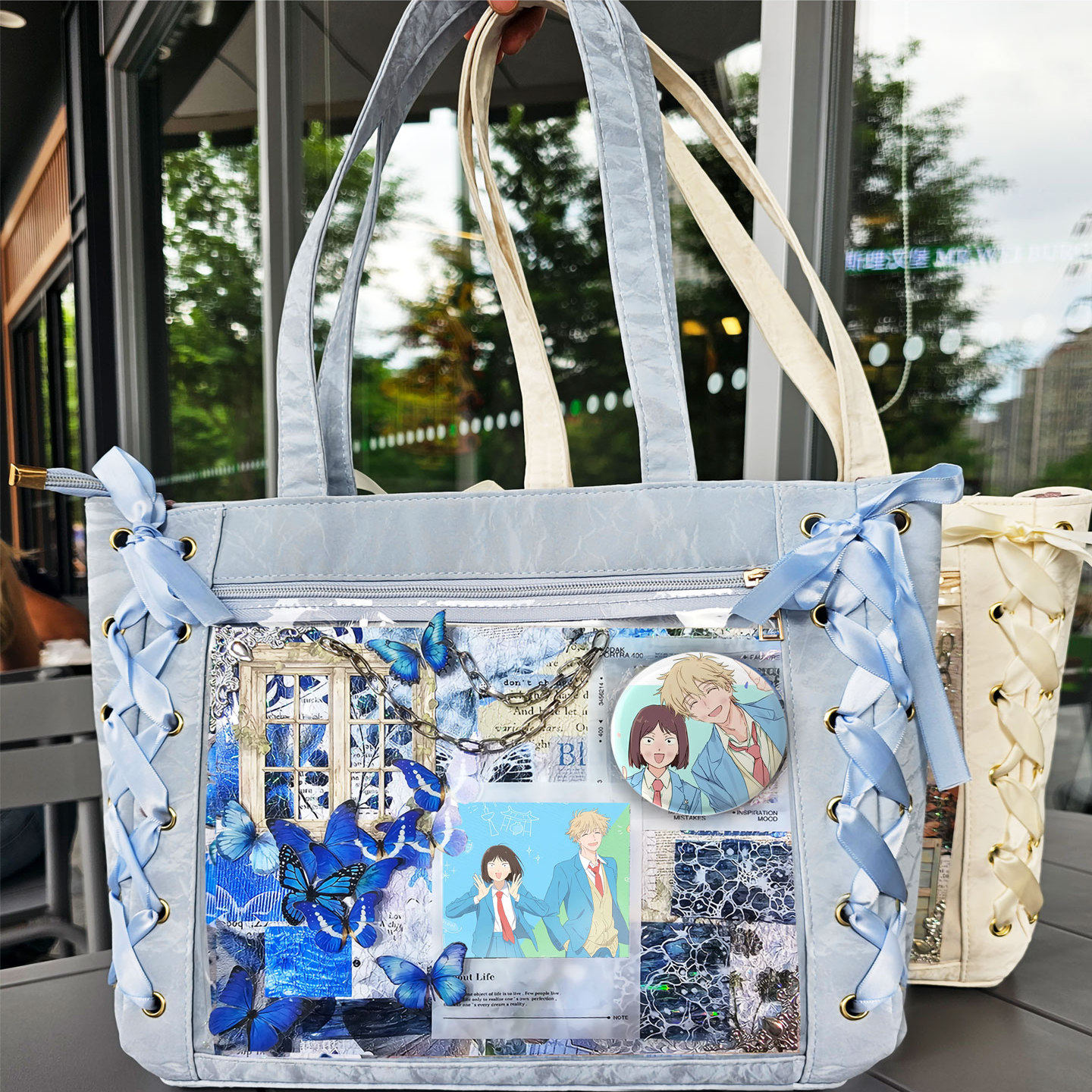 跃动青春美津未志摩吧唧痛包学生通勤日系二次元丝带手提袋高颜值