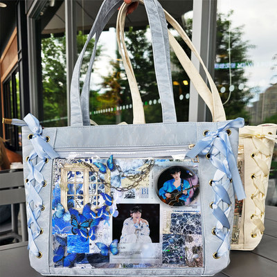 张杰明星周边卡片丝带痛包大容量新款高颜值学生通勤演唱会手提包