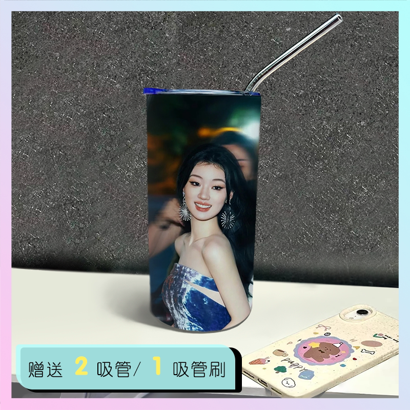 单依纯大容量小巧轻便携带学生高颜值水杯子不锈钢女吸管杯可定制