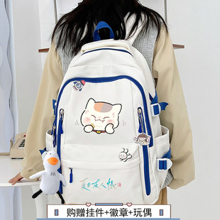 夏目友人帐 猫咪老师斑动漫周边二次元双肩包大容量学生帆布包
