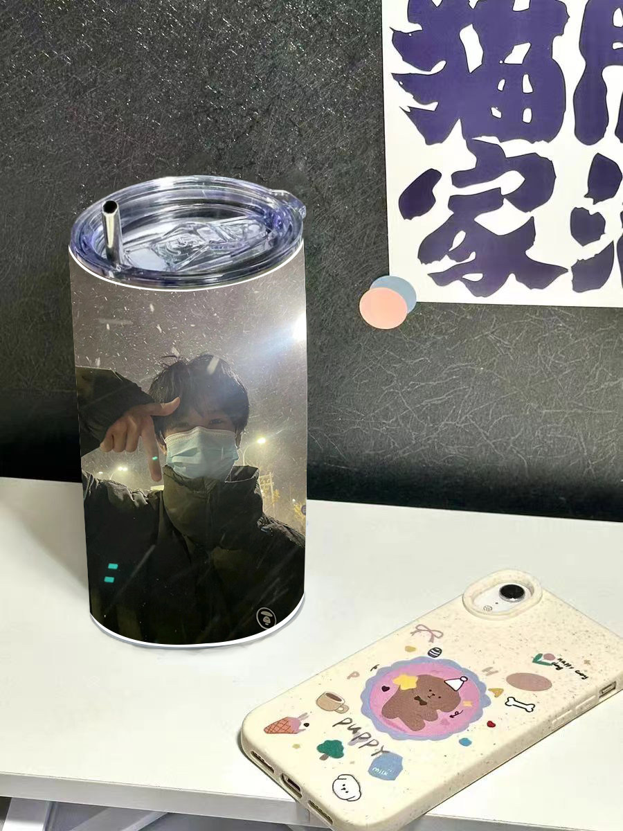 敖子逸明星周边吸管咖啡杯高颜值便携新式款不锈钢学生保温杯随行