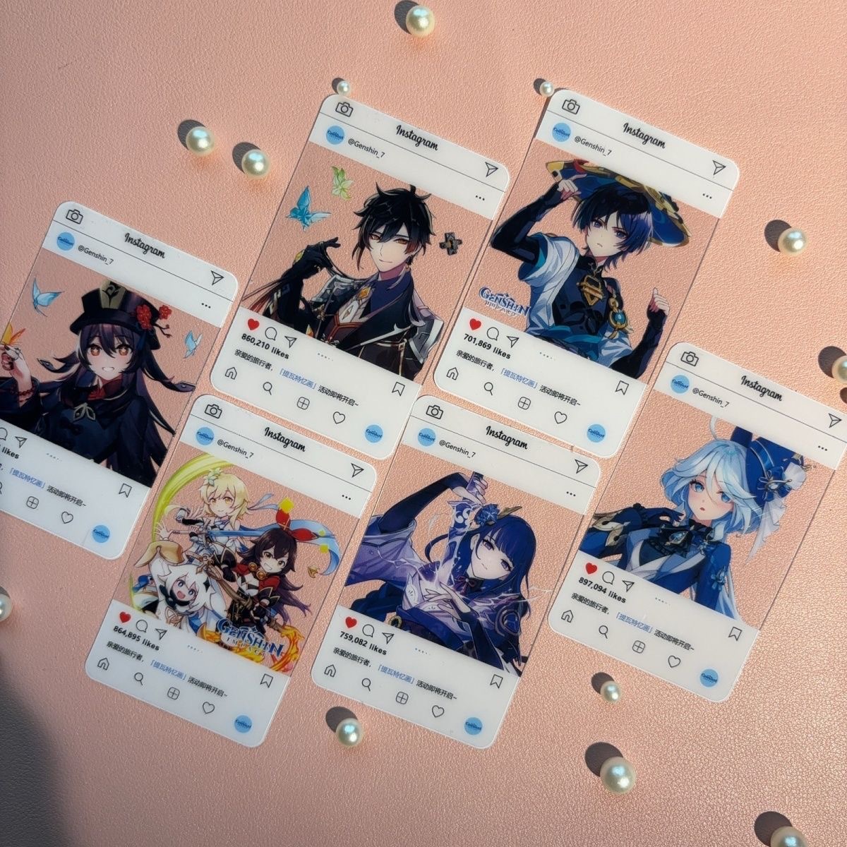 原神透卡PVC芙宁娜钟离雷电将军胡桃游戏周边明信片透明卡片精美