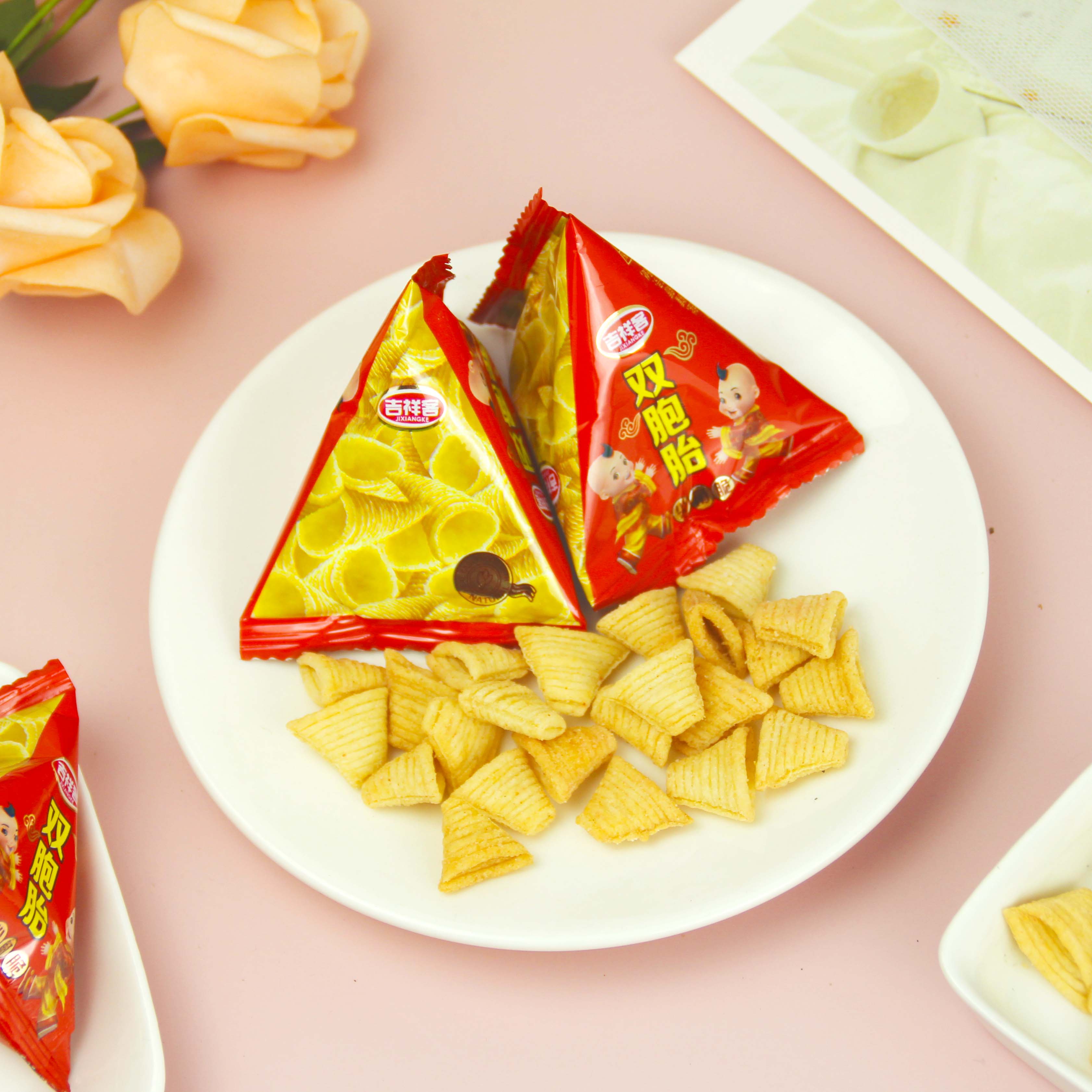 吉祥客双胞胎尖角脆500g婚庆喜糖果儿童休闲年货零食香脆膨化食品