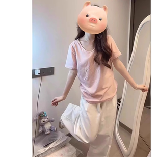 小众设计感修身 夏季 女装 新款 显瘦甜辣百搭上衣 纯欲u领正肩t恤短袖