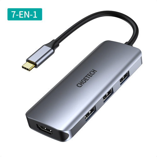 Type-C至HDMI/USB3.0/SD/TF/micro七合一多功能转接器
