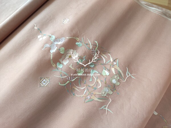 苏绣手工绣花真丝老绣长幅衣料高端中式服装汉服旗袍定制刺绣面料