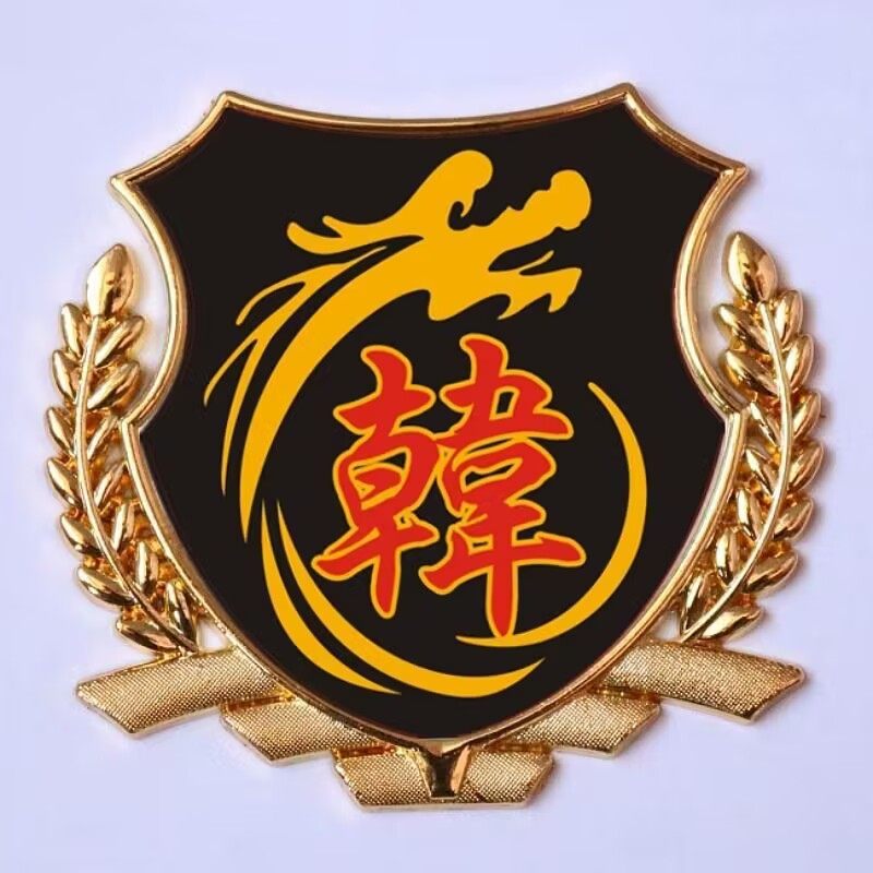 韩姓百家姓金属车贴 韩氏个性汉字立体姓氏创意尾标贴 车窗装饰贴