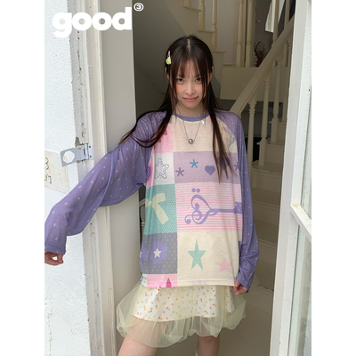 美好商店MeihaoStore「记忆碎片」梦幻星星音符拼布薄款长袖罩衫