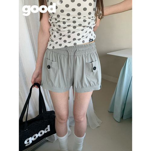 美好商店MeihaoStore「机能少女」运动女孩bi入灰色速干运动短裤