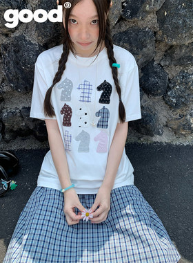 美好商店MeihaoStore「checkmate」象棋马九宫格彩色贴布短袖T恤