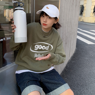 美好商店MeihaoStore春款 毛衣潮 纯色基础good印花圆领打底针织衫