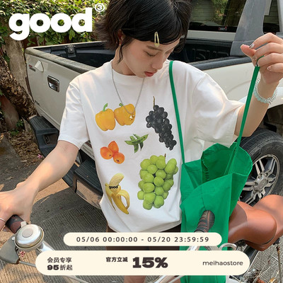 美好商店MeihaoStore敲适合夏日的冰纷果蔬纯棉短袖T恤