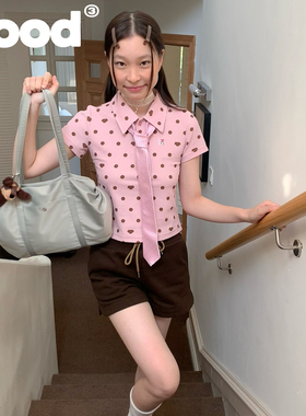 美好商店MeihaoStore波点小狗i love cat dog plant满印polo短袖