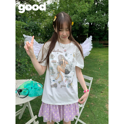 美好商店MeihaoStore「电子偶像」 DovNez联名忧郁音乐女孩T恤