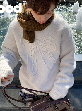 美好商店MeihaoStore白月光女主会穿的立体蝴蝶结圆领毛衣