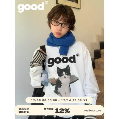 美好商店MeihaoStore「天使降临」 good奶牛小猫纯棉磨毛长袖T恤