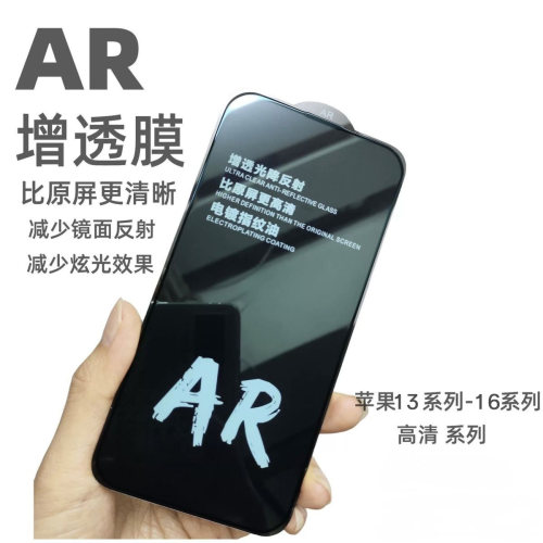 适用iPhone17/ProMax/Air/16e/15/15pro/14/14plus/14Pro/Max/13/13Pro/Max/12 增透降反射AR钢化膜 全屏覆盖
