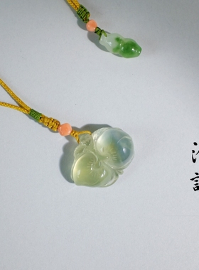 泠语匠造 葡萄石雕件 吊坠 如意